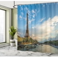 thumbnail image 5 of Ambesonne Eiffel Tower Shower Curtain, Sun Eiffel Tower, 69"Wx84"L, Yellow Green Blue, 5 of 5
