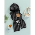thumbnail image 3 of Biekopu Baby Boys Summer Suit, Sleeveless Hooded Striped Print Vest Tops + Casual Drawstring Short Pants,0-3 Years, 3 of 8
