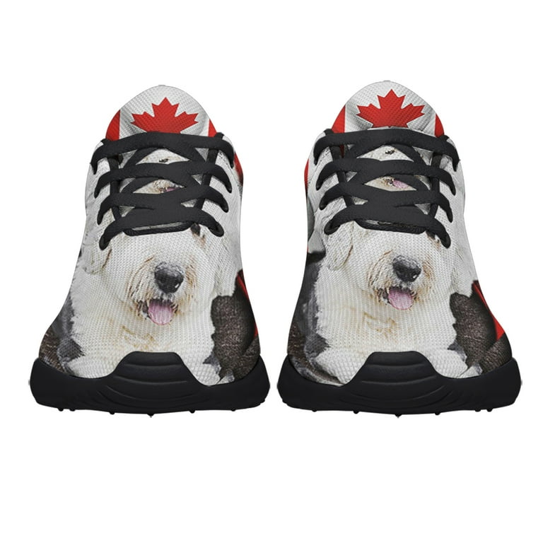 Sonzj II Old English Sheepdog Dog Patriot Canadian Shoes Sneakers Black Size 13 Adult Unisex