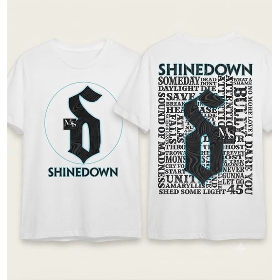 Shinedown Graphic T-Shirt Band Logo Music Fan Tee Unisex Front Back Print