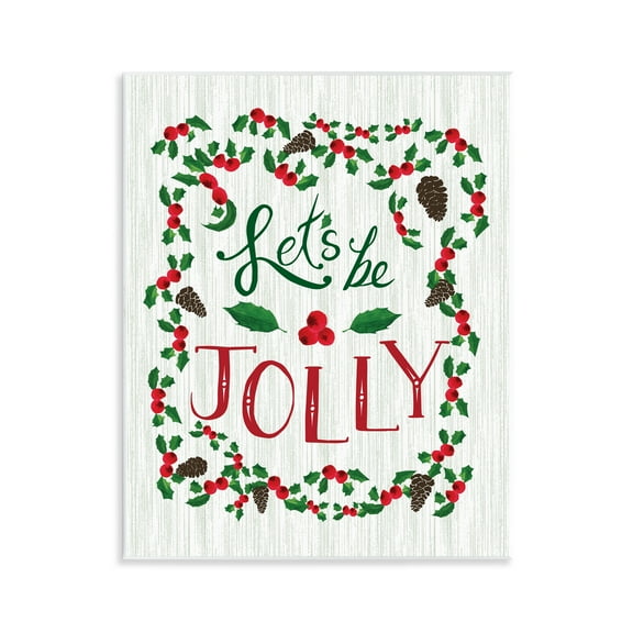 Stupell Industries Festive Let's Be Jolly Holiday Painting Unframed Art Print Wall Art, 11 x 14
