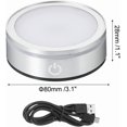 thumbnail image 2 of PATIKIL LED Light Base Non-Slip Round Display Stand, LED 6 Lighting Mode Multicolor Flat Light Base for Glass Ball 3D Crystal Party Decoration, Silver, 2 of 6