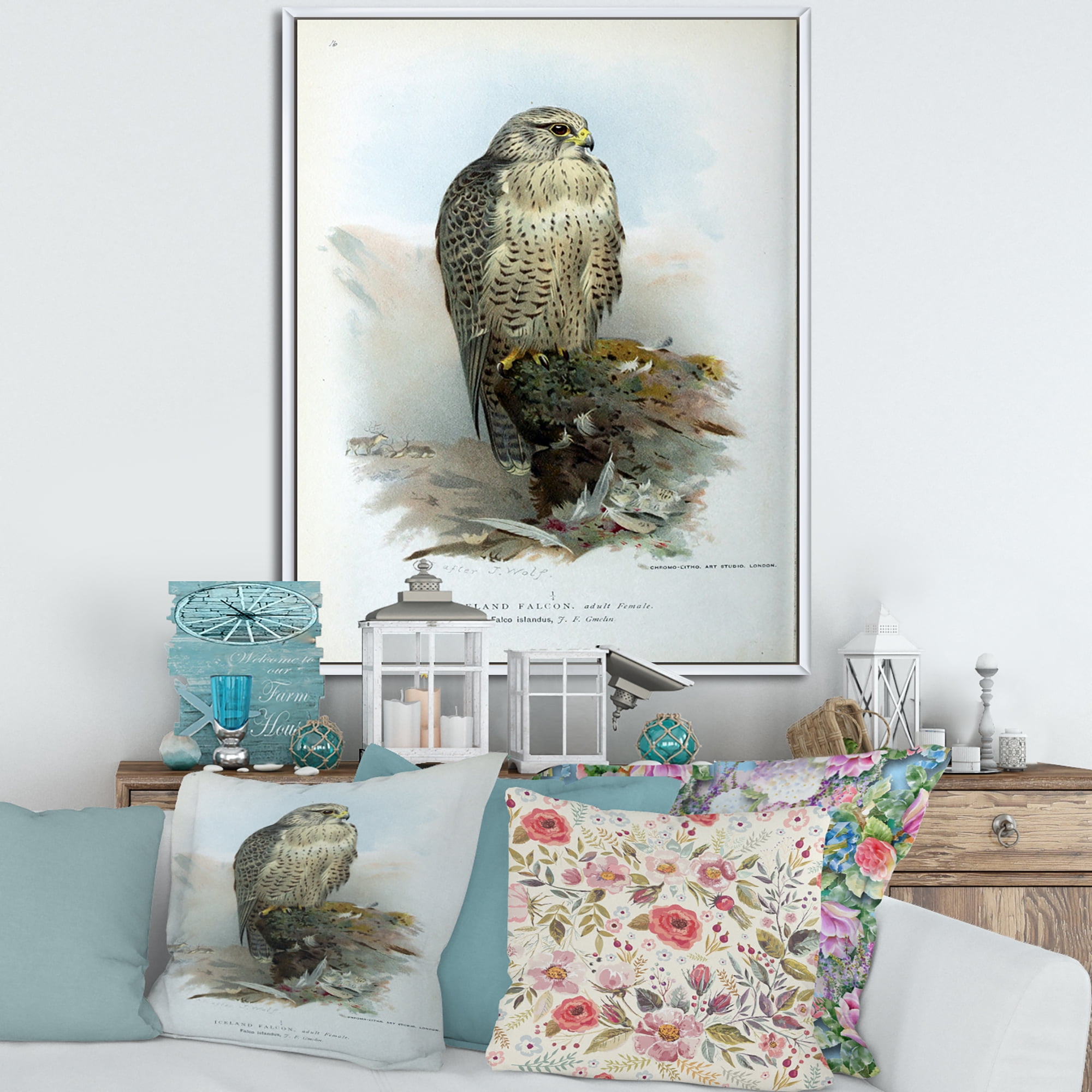 Designart 'Ancient Bird Life V' Traditional Framed Canvas Wall Art Print