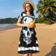 thumbnail image 4 of Disketp Watercolor Skull para Vestido de Manga Corta para Mujeres, Vestidos de Verano para Mujeres, Casual y Holgado para la Playa, 4 of 6