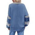 thumbnail image 3 of Women Color Block Sweatshirt Casual V Neck Long Sleeve Pullover Top, 3 of 4