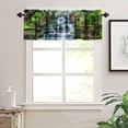 thumbnail image 3 of Green Forest Tree Valance Curtain Pine Coniferou Trees Forest Watercolor Style Rod Pocket Valance Window Treatments Short Curtains for Kitchen Farmhouse Decor 54x18inch, 3 of 6