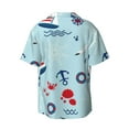 thumbnail image 2 of Xecao offers the Sailboats Anchors for Men's Casual Short-sleeved Shirt, a button-up collared shirt with a pocket, perfect for beach vacations and yacht travel in the Large size., 2 of 7