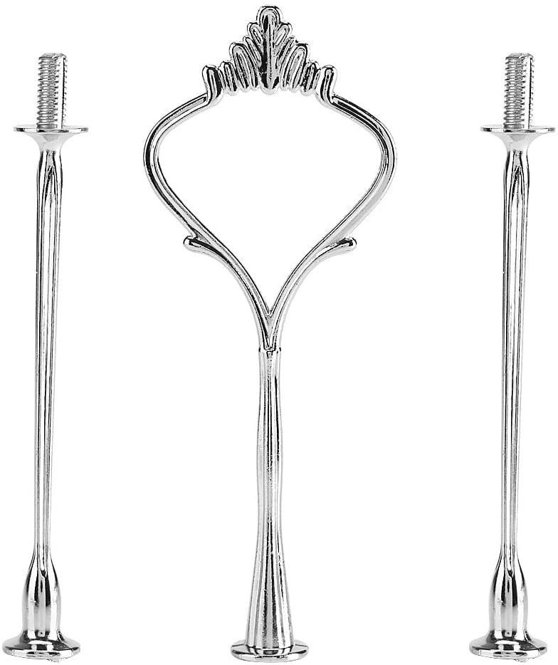 Fruit Cake Skewers Hanger Cake Tray Holder Handle (Three Layers, silver