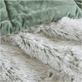 thumbnail image 4 of JERFIT Faux Fur Comforter Set Queen/Full, 3-Piece Shaggy Plush Bedding with 2 Pillow Shams, Ultra Soft & Warm, Green and White, 4 of 10
