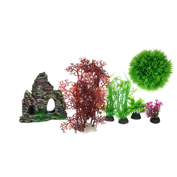Unique Bargains Aquarium Plants Kit Fish Tank Plants Fake Colorful Fish