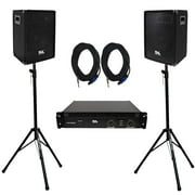Seismic Audio Pair 8" PA DJ Speakers with Amplifer Stands & 50' Cables Pro Audio LoudSpeakers - SA-8KT4