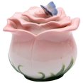 thumbnail image 1 of StealStreet SS-CG-20858, 5.75 Inch Painted Round Pink Rose Flower Box with Butterfly Lid, 1 of 3