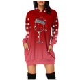 thumbnail image 2 of Vestido corto de sudadera con capucha y bolsillos con estampado navideño para mujer informal a la moda Pompotops  hdfakjf432, 2 of 6