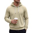 thumbnail image 5 of Ozmmyan Plus Size Mens Waffle Knit Hooded Long Sleeve Relaxed Fit Casual Pullover Hoodie Fall Winter, 5 of 8