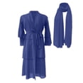 thumbnail image 4 of oqasdz Dresses for Girls Elegant Solid Three Layer Chiffon with Waistband and Headscarf for Celebration Holiday Party Dress, 4 of 5