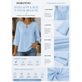 thumbnail image 3 of DOKOTOO Women Blouse Tops V Neck 3/4 Sleeve Lightweight Shirts Lace Blouses Casual Fit Light Blue S US4-6, 3 of 10