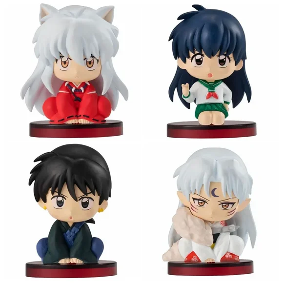 Ensemble de 4 Pcs Figurine d'Anime INUYASHA Jouet Kikyo Sesshoumaru Higurashi Kagome Poupée Dessin Animé Cadeau pour Enfants