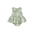 thumbnail image 1 of Argulvti Barboteuse-Robe d'Été pour Bébé Fille, Col Claudine, Sans Manches, Imprimé Marguerites, Combinaison, 1 of 7
