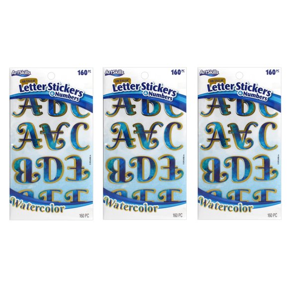 ArtSkills Autocollants Affiche Chiffres Lettres, Lot de 3, Inscription Aquarelle Lot de 3