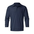 thumbnail image 4 of B91xZ Men's Long Sleeve Polo Shirt Solid Color Tops (Navy,M), 4 of 4