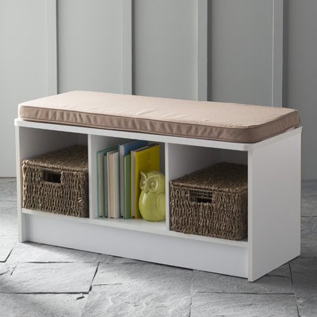 Closetmaid 3 Cube Entryway Storage Bench White Walmart Com Walmart Com