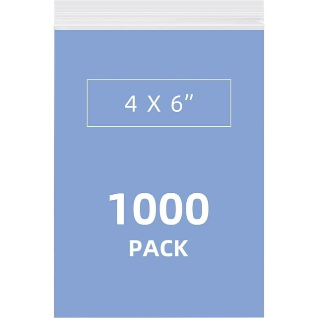 1000 Pcs Cellophane Bags 4 X 6 Inch Clear Resealable Cello Plastic Poly Bag for Cookies, Prints, Photos, Cards