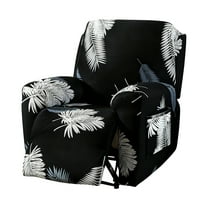 LAMIRO Printed Recliner Chair Cover, Stretch Recliner Slipcover, Black Feather Pattern, Furniture Protector for Recliner Chairs, Soft & Durable Couch Cover for Pets, Kids, and All Ages