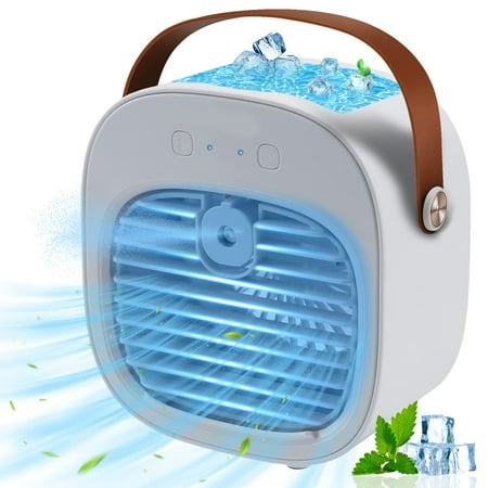 

Tancuzo Portable Air Conditioner Rechargeable Personal Air Cooler with 3 Speeds Duration 4-8 hrs Desk Cooling Fan for Home White
