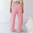 thumbnail image 5 of Sweatpants for Women Drawstring Elastic-Waist Pocket Solid Color Baggy Wide-Leg Pants Casual Pants,Pants for Women Pink M, 5 of 6