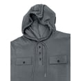 thumbnail image 4 of Jalioing Men's Cargo Sweatshirts Long Sleeve Solid Color Drawstring Hoodies Casual Button Pullover with Pocket, 4 of 6