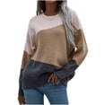 thumbnail image 2 of AOOCHASLIY 2023 Womens Sweater Ladies and Winter Loose Top Piece Piece Sleeve Knit Sweater Crew Neck Crew Neck Sweater, 2 of 5