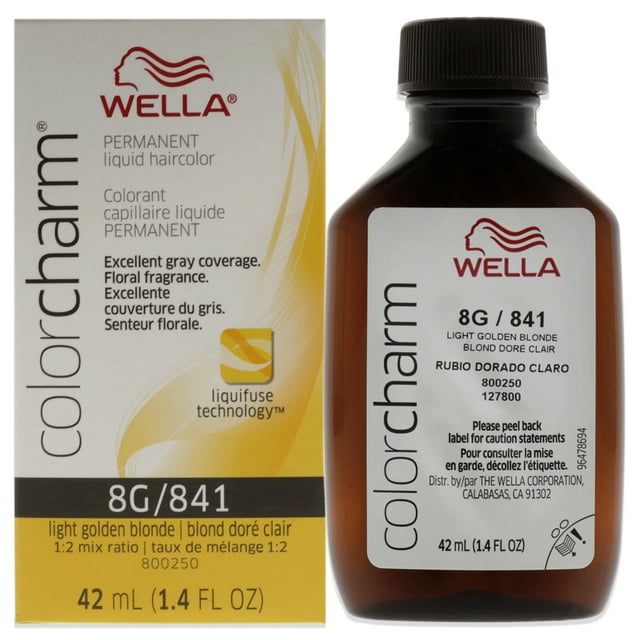 Tinte líquido permanente para cabello Wella Color Charm Rubio claro dorado 8G 1.4 oz