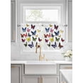 thumbnail image 2 of Half Window Curtains 24 Inches Long, Butterfly Print Window Treatment Curtain Drapes, Modern Colorful Animals Short Curtains Tiers for Kitchen Over Sink, 27.5"x24", 2 Panels, 2 of 7
