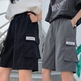thumbnail image 2 of Women Summer Loose Cargo Shorts Harajuku Hip Hop Solid Color Multi Pockets Pants Wide Leg Baggy High Waist Streetwear, 2 of 19