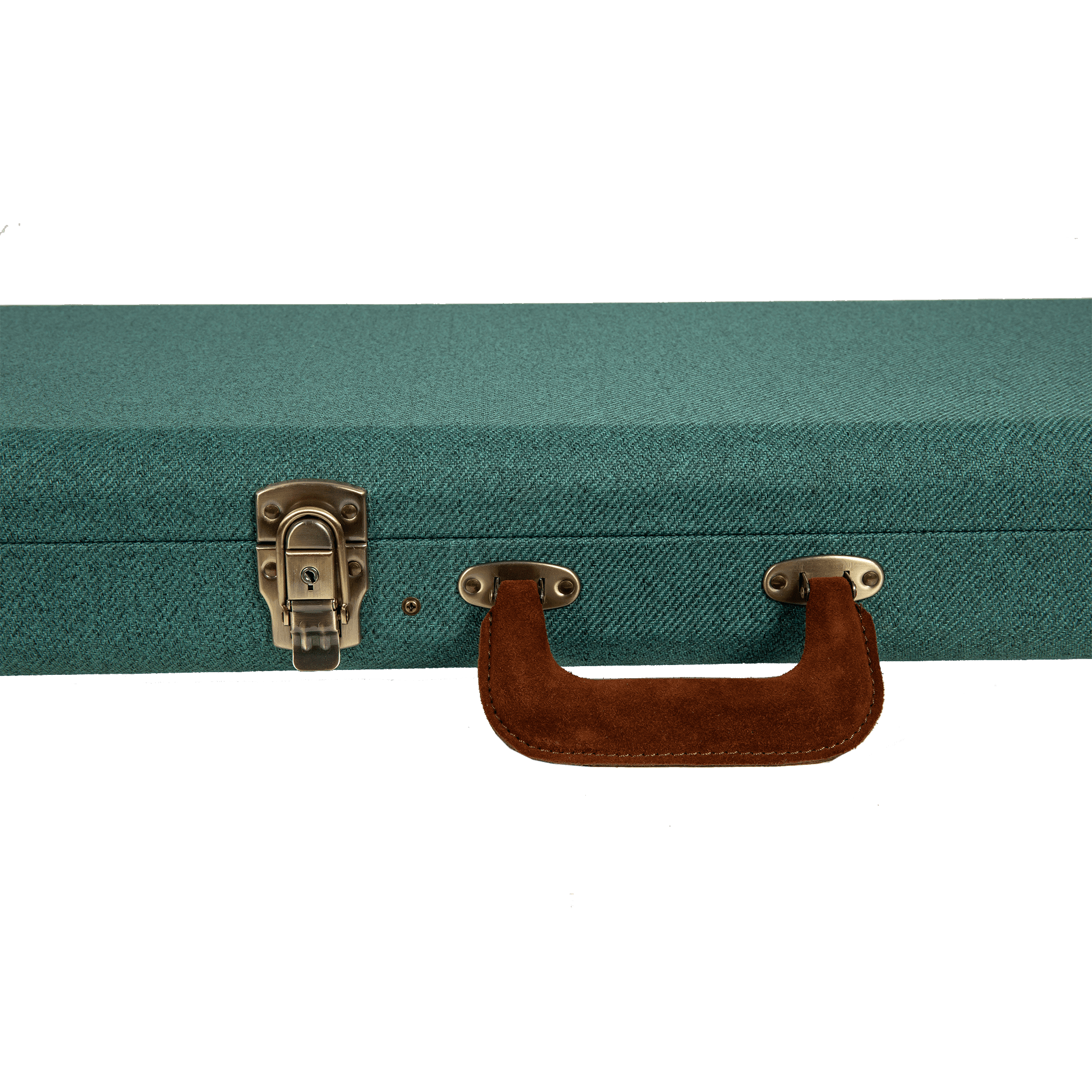 Crossrock Master Series - Wooden Telecaster&Stratocaster Electric Guitar Case - Security Lock, Genuine Leather Handle, Reinforced Hardware, Metal Feet, Storage Space- Malachite Blue Tweed