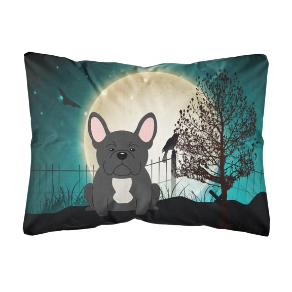 Carolines Treasures BB2204PW1216 Halloween Scary French Bulldog Black Canvas Fabric Decorative Pillow, 12H x16W,