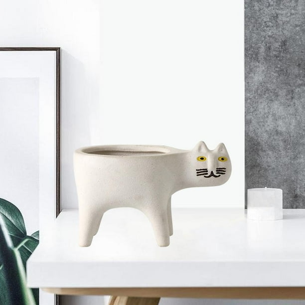 Maceta de cerámica esmaltada creativa DYNWAVEMX para flores Micro paisaje Cactus Maceta suculenta Blanco