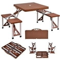 thumbnail image 1 of Costway Outdoor Foldable Portable Aluminum Plastic Picnic Table Camping w/ Bench, 1 of 7
