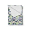 thumbnail image 2 of Floral Soft Flannel Fleece Blanket, Flying Butterflies on Grunge Style Background Flowers in Pastel Tones, Cozy Plush for Indoor and Outdoor Use, 60" x 80", Ceil Blue and Multicolor, by Ambesonne, 2 of 5