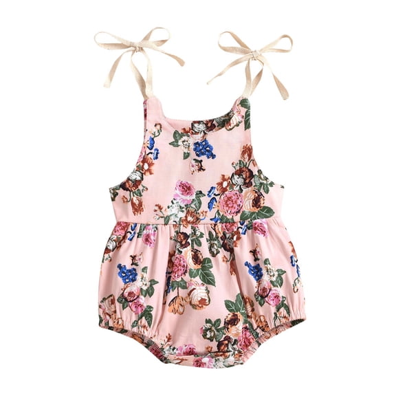 Odeerbi Baby Girls Boys Clothes Baby Rompers Flowers Straps Sleeveless Jumpsuit Casual Bodysuit