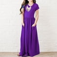 thumbnail image 2 of EnJoCho Boho Maxi Dress for Teen Girls, Girls Maxi Dress Short Sleeve Casual Holiday Summer Dress with Pockets for 5-14 Years, 2 of 3