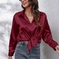 thumbnail image 4 of Plus Size Satin Shirt for Women Imitation Silk Long Sleeve Blouse Elegant European Style Loose Fit Tunic Top, 4 of 7