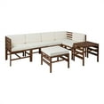 thumbnail image 1 of Acacia Modulaire 7 Pièces - 5 Places + Pouf + table d'Appoint - Marron Foncé, 1 of 24