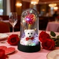 thumbnail image 4 of VWRXBZ Rose Bear LED Night Light 6.1 Inch Valentine's Day Gift Romantic Preserved Flower in Glass Dome with Bow Decor for Bedroom Desktop Home Decor, 4 of 7