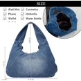 thumbnail image 5 of SPEKSEE Vintage Washed Denim Hobo Shoulder Bag for Women, Stitched Spliced Denim Dumpling Hobo Bag, Zip Top Casual Underarm Handbag, Large Capacity Daily Fashion Tote Purse, 5 of 8
