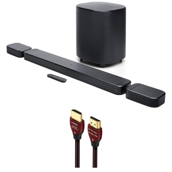 JBL BAR-700-MK2 Surround Sound 4K Dolby Atmos Passthrough Soundbar with a WireLogic Ruby 8ft Ultra High Speed 4K-8K-10K HDMI Cable (2025)