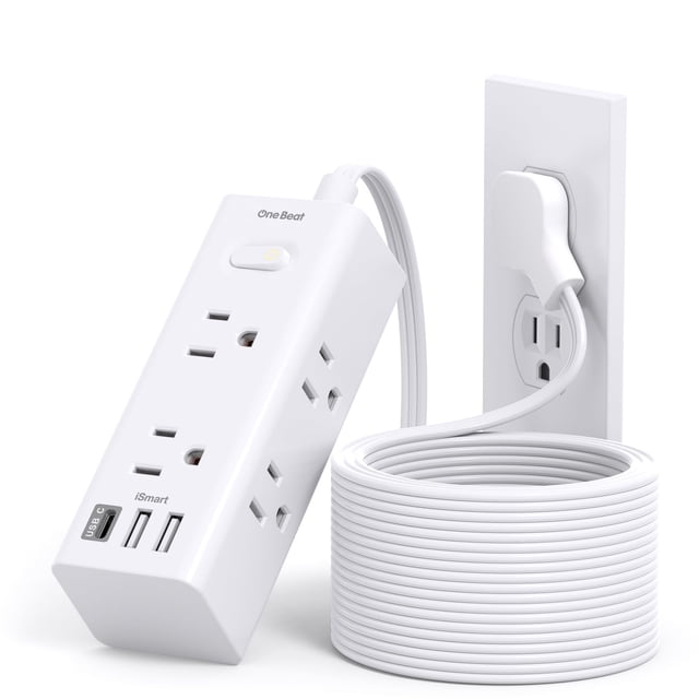 Cable de extensión One Beat de 15 pies con 6 salidas y 3 puertos USB Surge