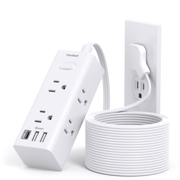 Cable de extensión One Beat de 15 pies con 6 salidas y 3 puertos USB Surge