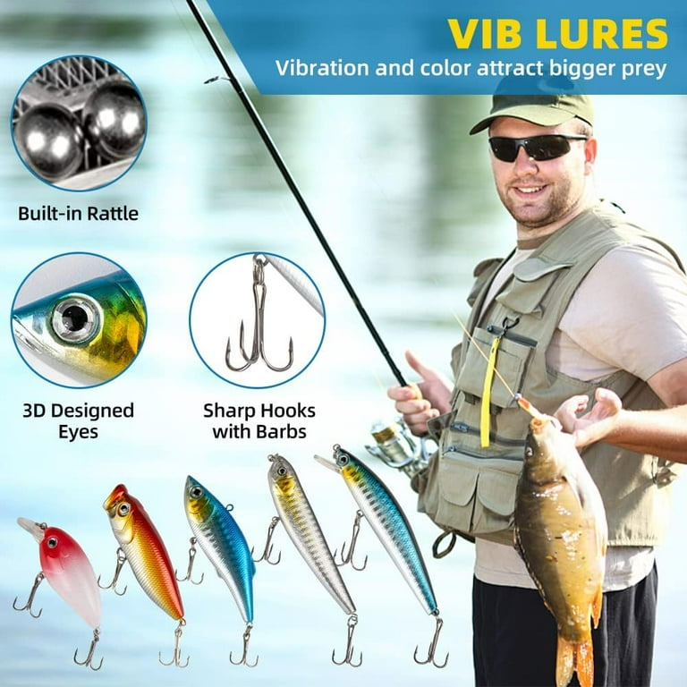 Goando Fishing Lures Kit for Freshwater Bait Tackle Kit for Bass Trout Salmon Fishing Accessories Tackle Box Including Spoon Lur, Salmon