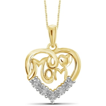 JewelersClub Mom Necklace 14K Gold Plated Necklace for Women – Beautiful Accent White Diamonds   14K Gold Plated Mother Daughter Necklace – Mothers Day Gifts Necklaces for Women